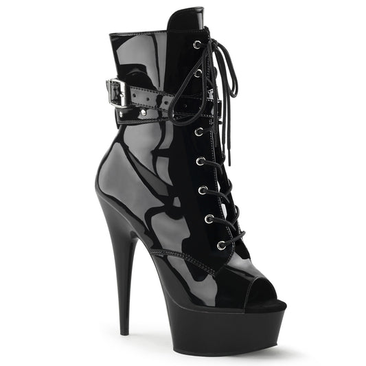 Pleaser Womens Ankle Boots DELIGHT-1033 Blk Pat/Blk