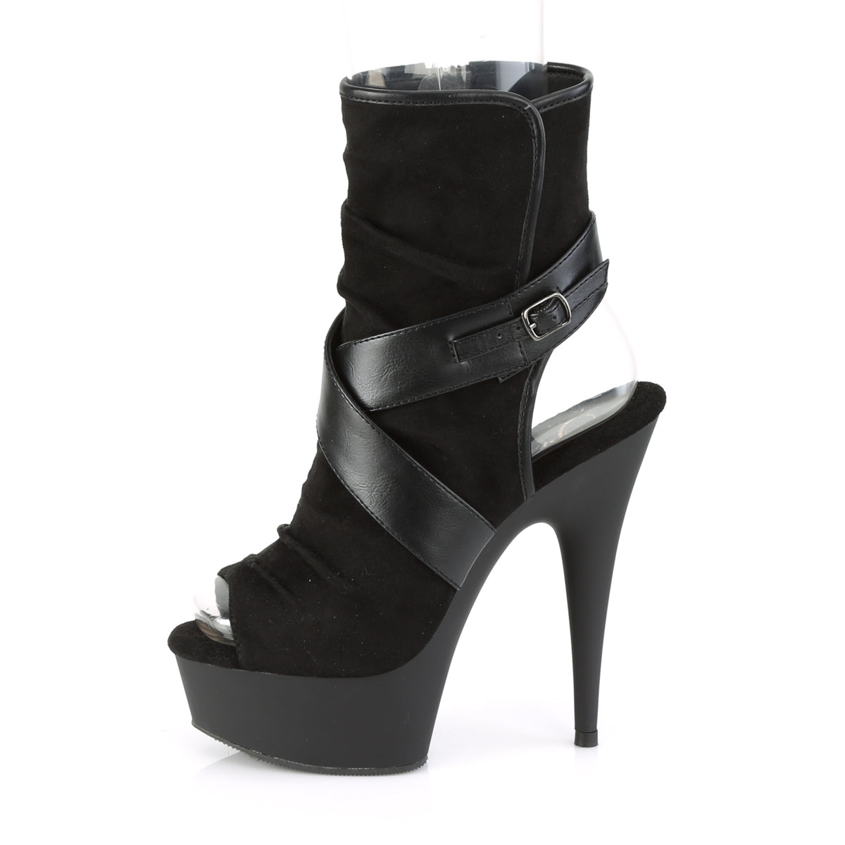 Pleaser Damen Knöchelstiefel DELIGHT-1034 BLK Faux Wildleder-Faux-Leder / BLK Matte
