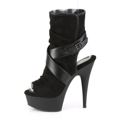 Pleaser Damen Knöchelstiefel DELIGHT-1034 BLK Faux Wildleder-Faux-Leder / BLK Matte