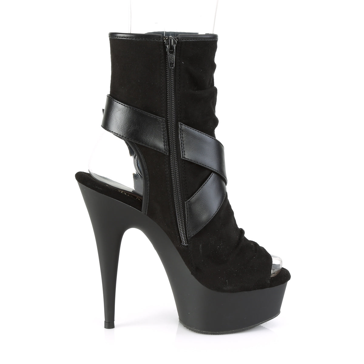 Pleaser Damen Knöchelstiefel DELIGHT-1034 BLK Faux Wildleder-Faux-Leder / BLK Matte