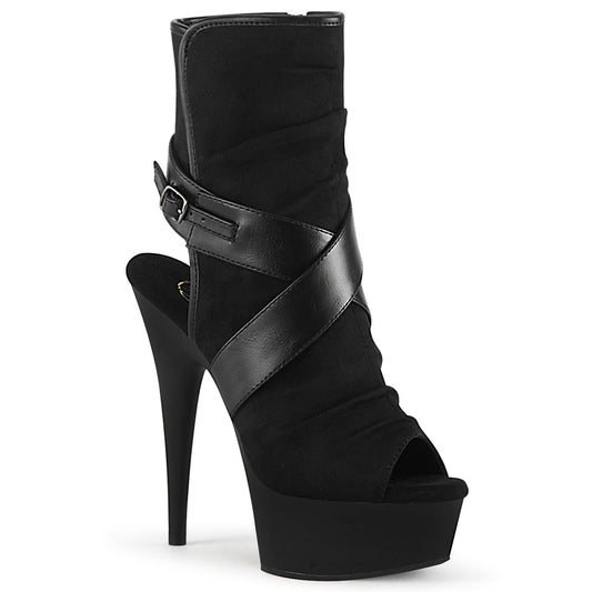 Pleaser Damen Knöchelstiefel DELIGHT-1034 BLK Faux Wildleder-Faux-Leder / BLK Matte