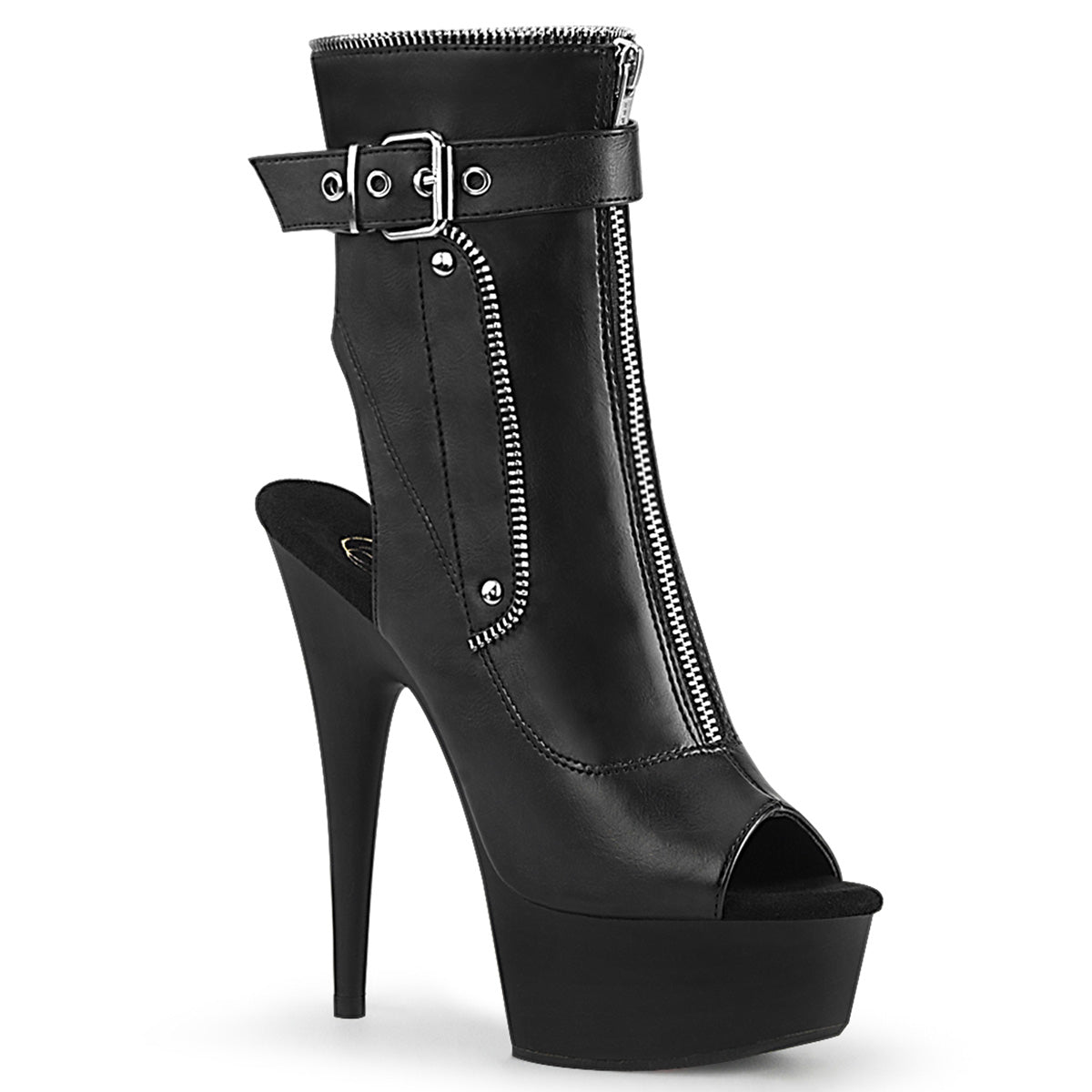 Pleaser Womens Ankle Boots DELIGHT-1035 Blk Faux Leather/Blk Matte
