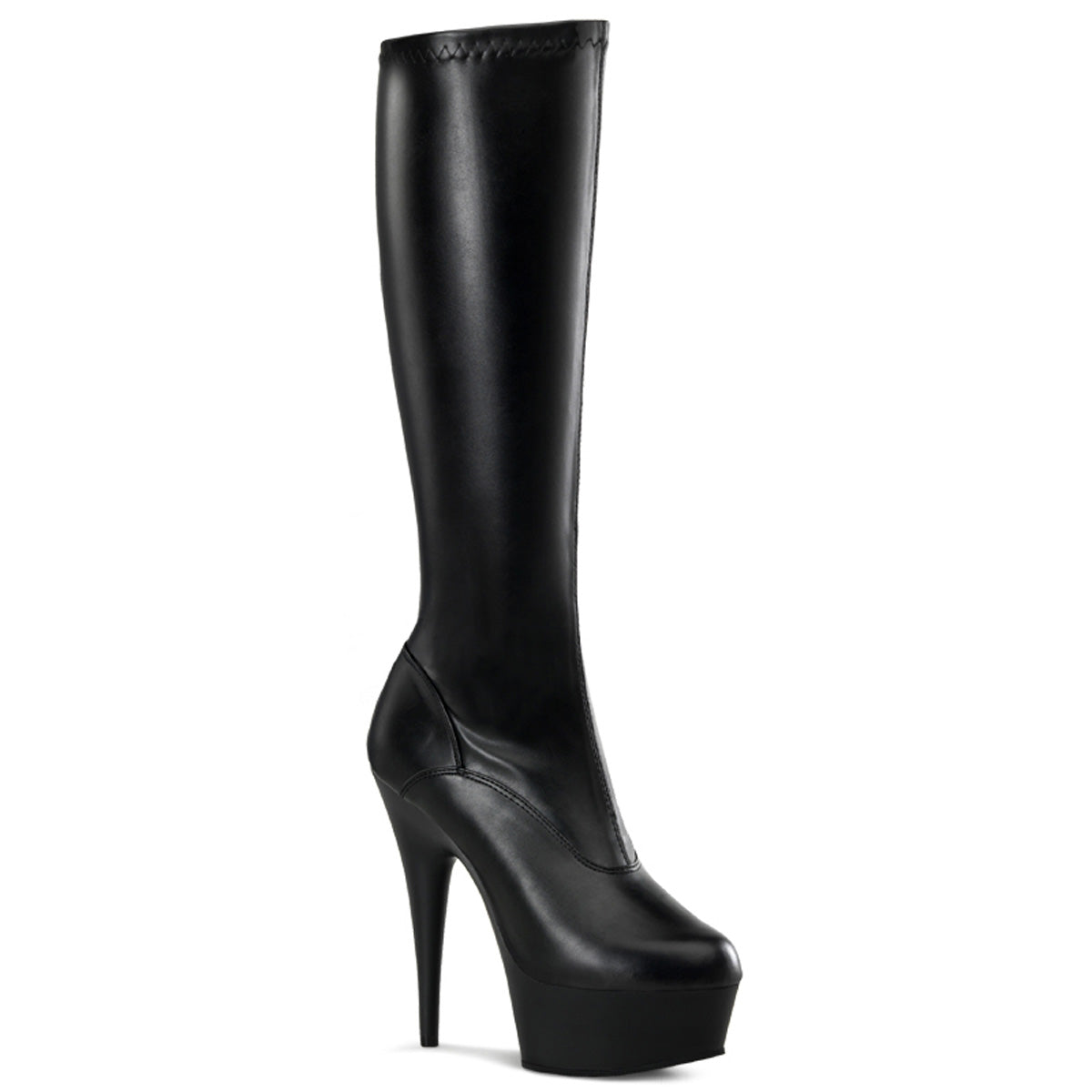 Pleaser Womens Boots DELIGHT-2000 Blk Str Faux Leather/Blk Matte