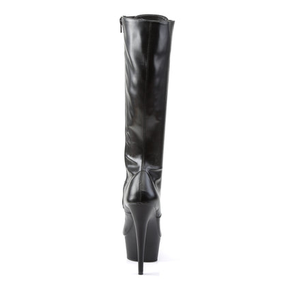 Pleaser Womens Boots. DELIGHT-2023 BLK Str Faux Leder / BLK Matte