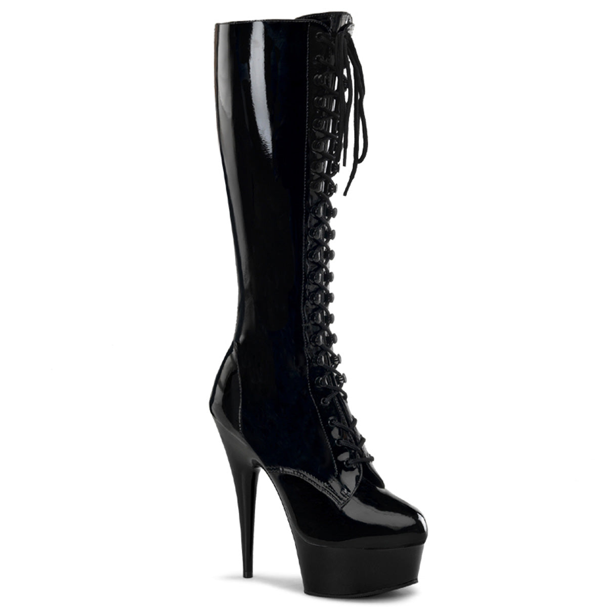 Pleaser Womens Boots. DELIGHT-2023 BLK Str Pat / BLK