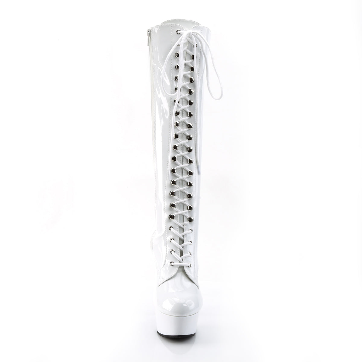 Pleaser Womens Boots. DELIGHT-2023 WHT STRAT / WHT