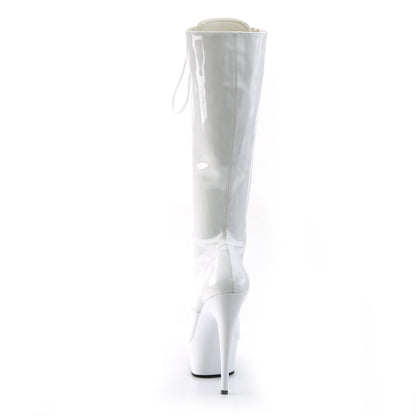 Pleaser Womens Boots. DELIGHT-2023 WHT STRAT / WHT