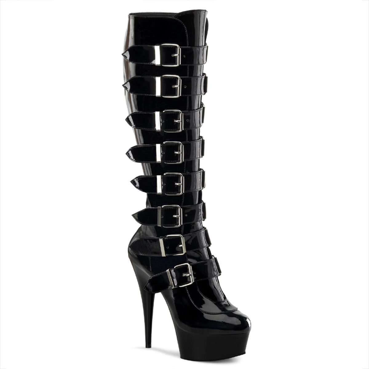 Pleaser Womens Boots. DELIGHT-2049 BLK Pat / BLK