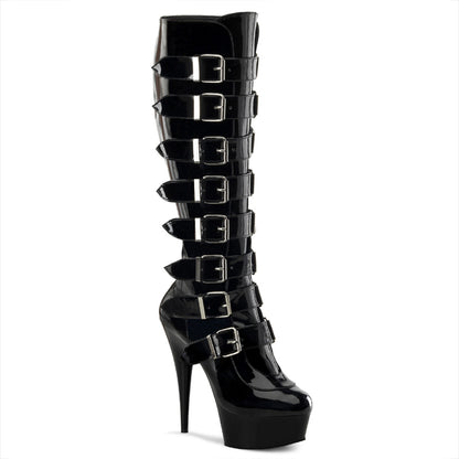Pleaser Womens Boots. DELIGHT-2049 BLK Pat / BLK