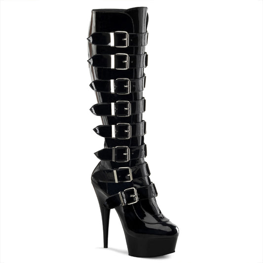Pleaser Womens Boots. DELIGHT-2049 BLK Pat / BLK