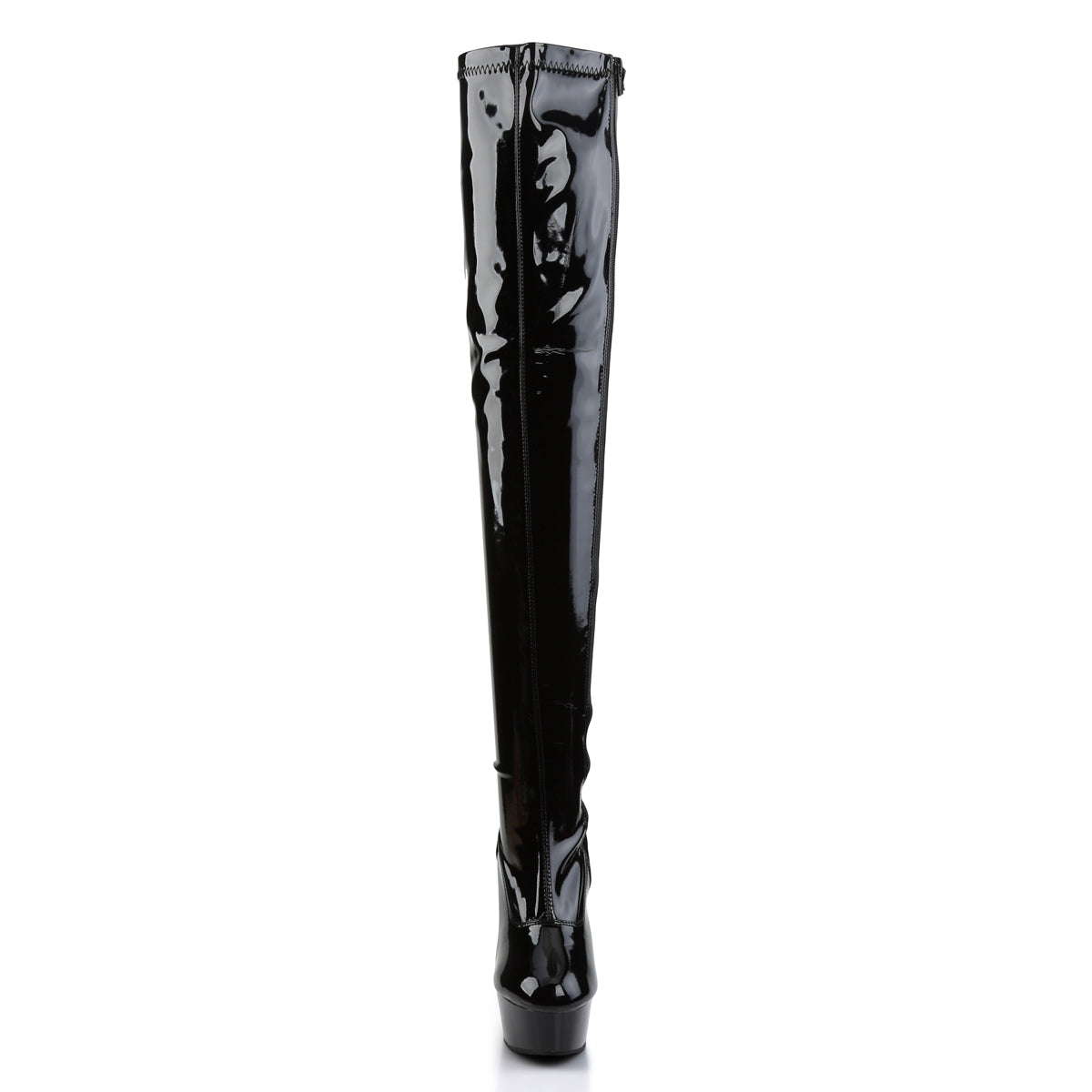 Pleaser Womens Boots. DELIGHT-3000 BLK STR Pat / BLK