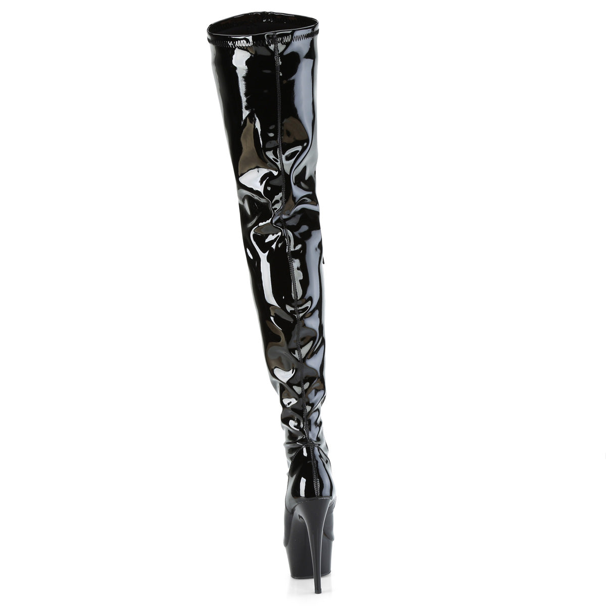 Pleaser Womens Boots. DELIGHT-3000Bone BLK Str. Pat / BLK.