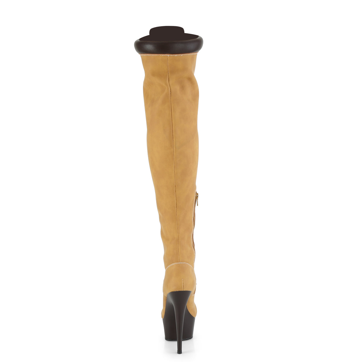 Pleaser Womens Boots. DELIGHT-3000TL Tan Nubuk-Kunstleder / dunkelbraun matt