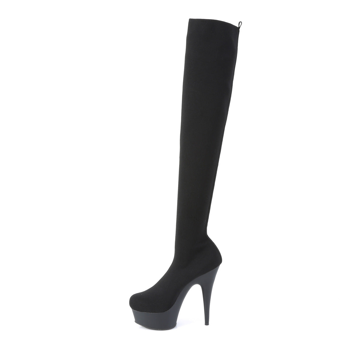 Pleaser Womens Boots. DELIGHT-3002-1 BLK-Stretch-Strickstoff / BLK Matte