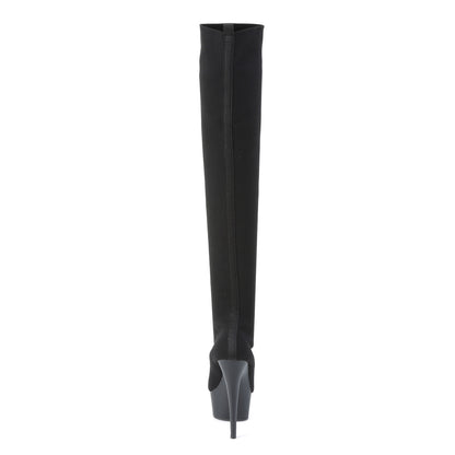 Pleaser Womens Boots. DELIGHT-3002-1 BLK-Stretch-Strickstoff / BLK Matte