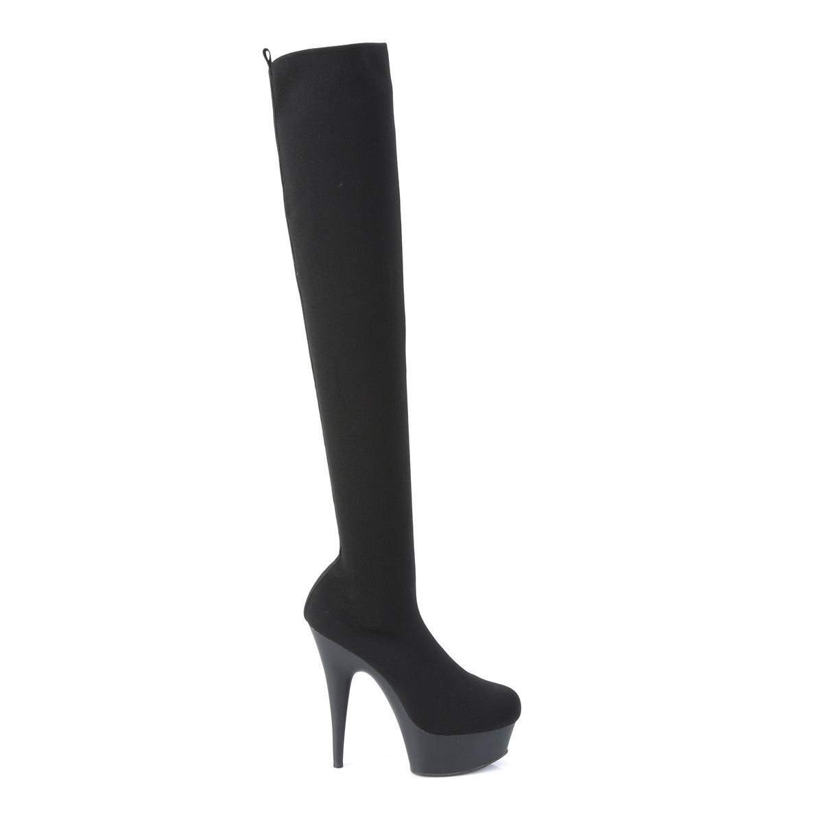 Pleaser Womens Boots. DELIGHT-3002-1 BLK-Stretch-Strickstoff / BLK Matte