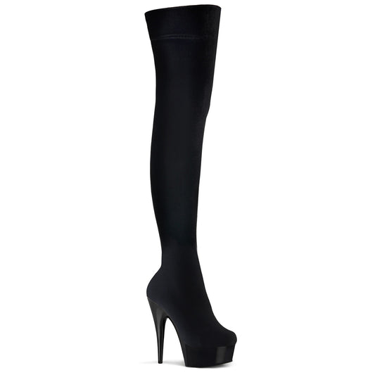 Pleaser Womens Boots. DELIGHT-3002 BLK Str Velvet / BLK