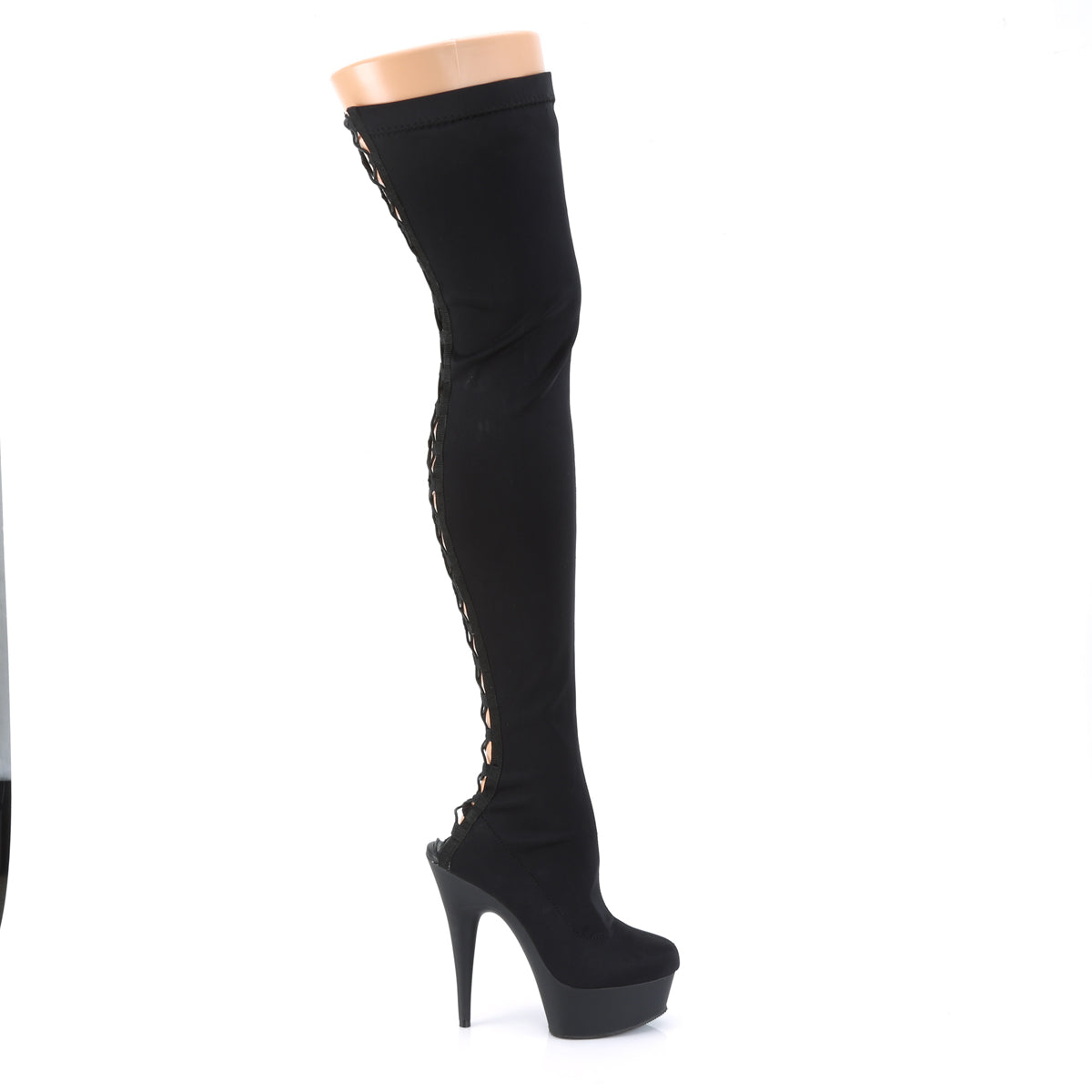 Pleaser Womens Boots. DELIGHT-3003 BLK LYCRA / BLK Matte