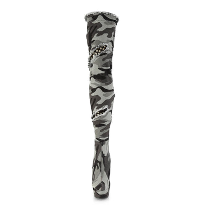 Pleaser Womens Boots DELIGHT-3005 Camo Str Fabric/Camo Str Fabric