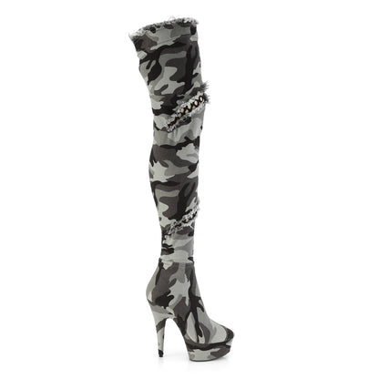 Pleaser Womens Boots DELIGHT-3005 Camo Str Fabric/Camo Str Fabric