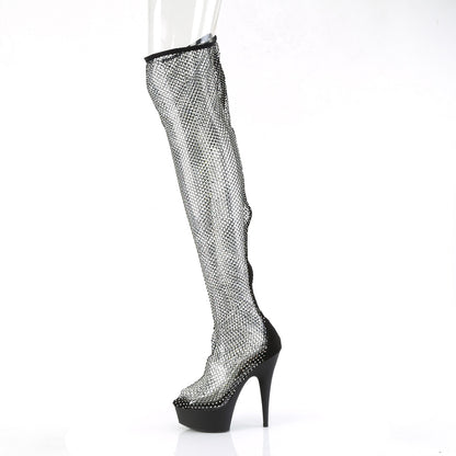 Pleaser Women's Platform Shoes DELIGHT-3009 Blk Faux Suede-RS Mesh/Blk Matte