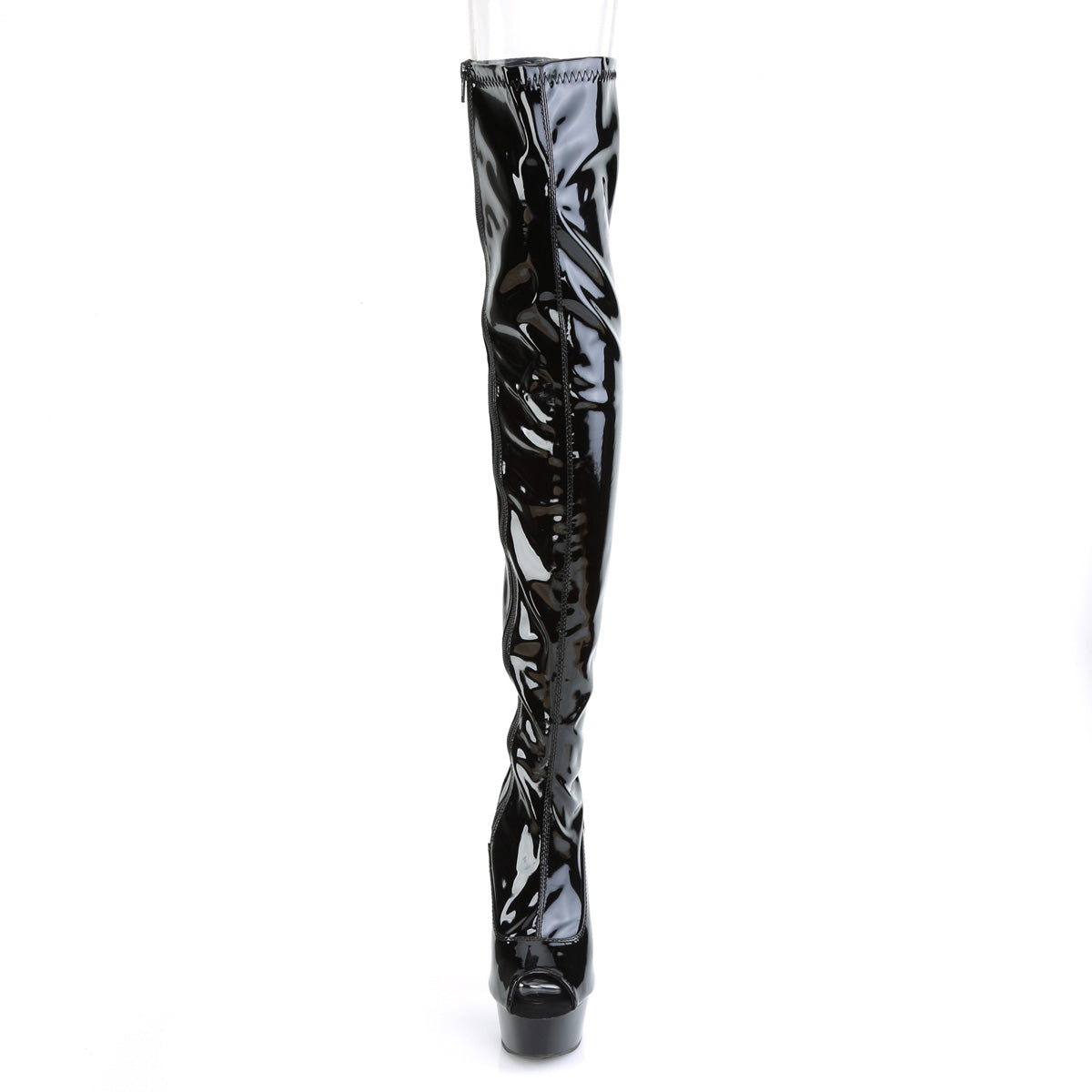 Pleaser Womens Boots DELIGHT-3011 Blk Str. Pat/Blk