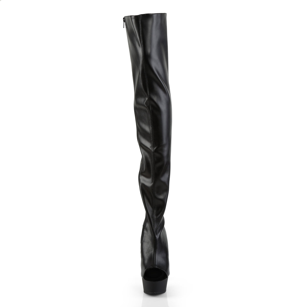 Pleaser Womens Boots DELIGHT-3017 Blk Str Faux Leather/Blk