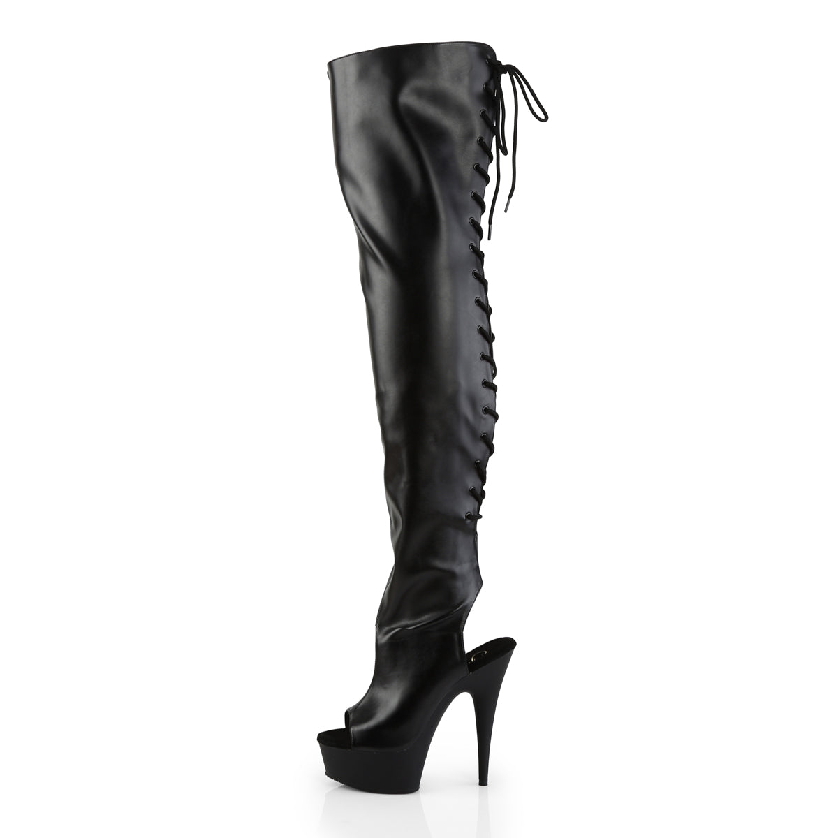 Pleaser Womens Boots. DELIGHT-3017 BLK Str Faux Leder / BLK