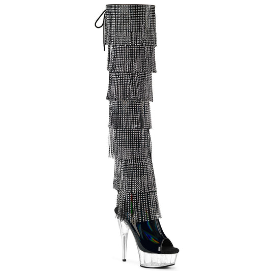 Pleaser Women's Platform Shoes DELIGHT-3017HG-RSF Blk Holo Pat/Clr