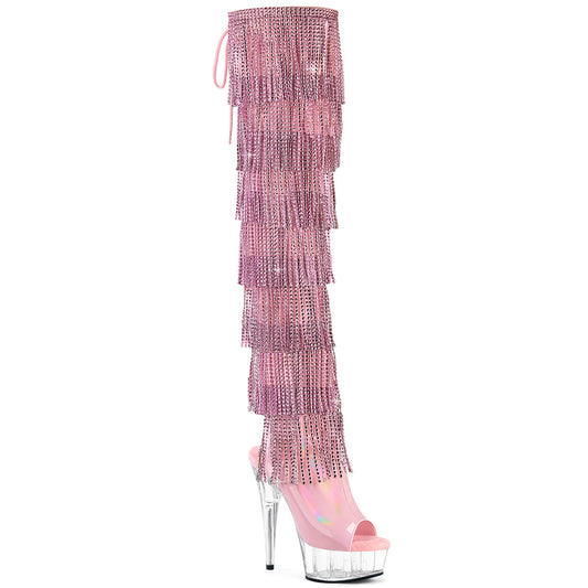 Pleaser Women's Platform Shoes DELIGHT-3017HG-RSF B. Pink Holo Pat/Clr