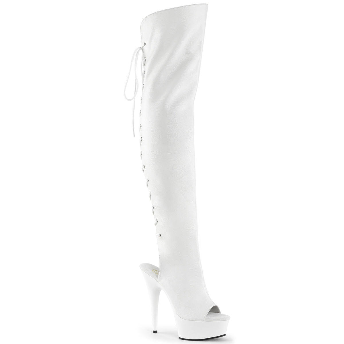 Pleaser Womens Boots DELIGHT-3019 Wht Faux Leather/Wht