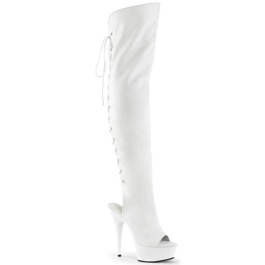 Pleaser Womens Boots DELIGHT-3019 Wht Faux Leather/Wht