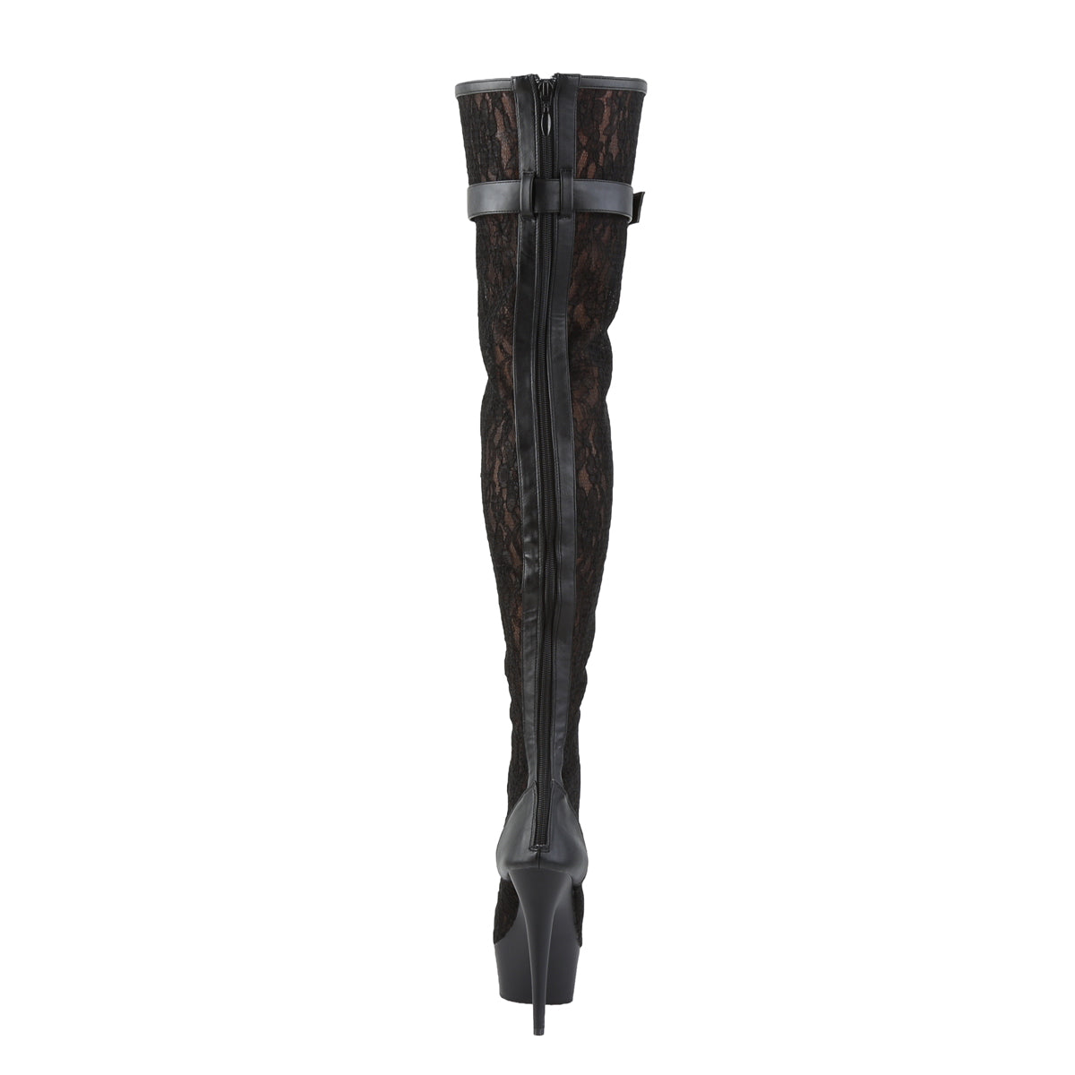 Pleaser Womens Boots. DELIGHT-3025ML BLK Faux Leder-Mesh-Lace / BLK Matte