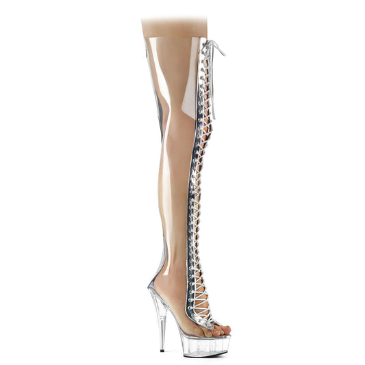 Pleaser Womens Boots. DELIGHT-3026 CLR-SLV Metalic PU-TPU / CLR