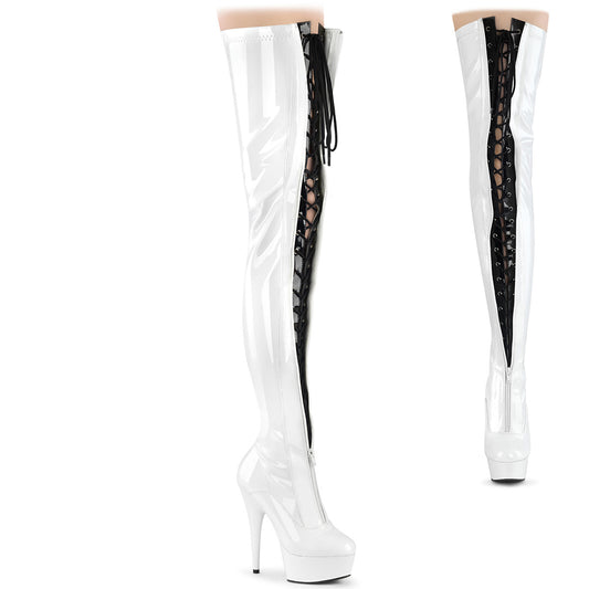 Pleaser  Stiefel DELIGHT-3027 WHT-BLK Str. Pat / wo