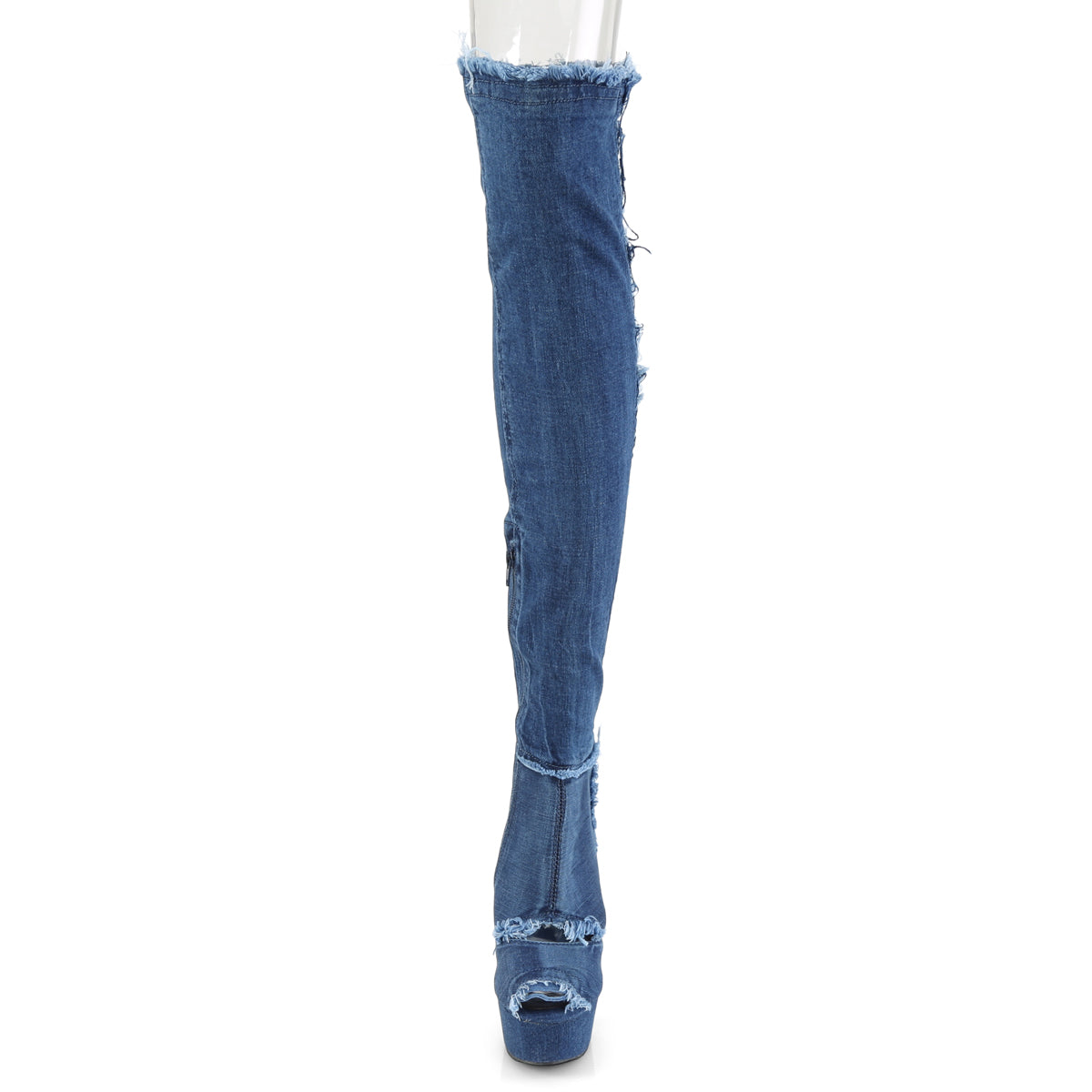 Pleaser Womens Boots. DELIGHT-3030 Denim Blue Str Stoff
