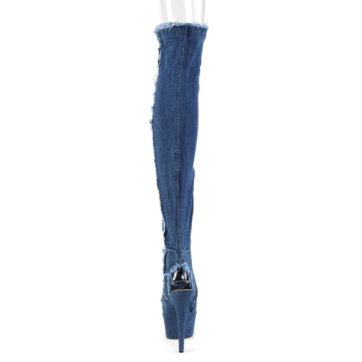 Pleaser Womens Boots. DELIGHT-3030 Denim Blue Str Stoff