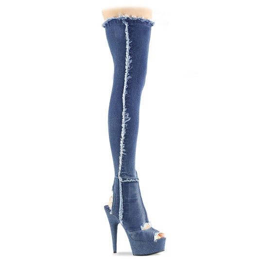 Pleaser Womens Boots. DELIGHT-3030 Denim Blue Str Stoff