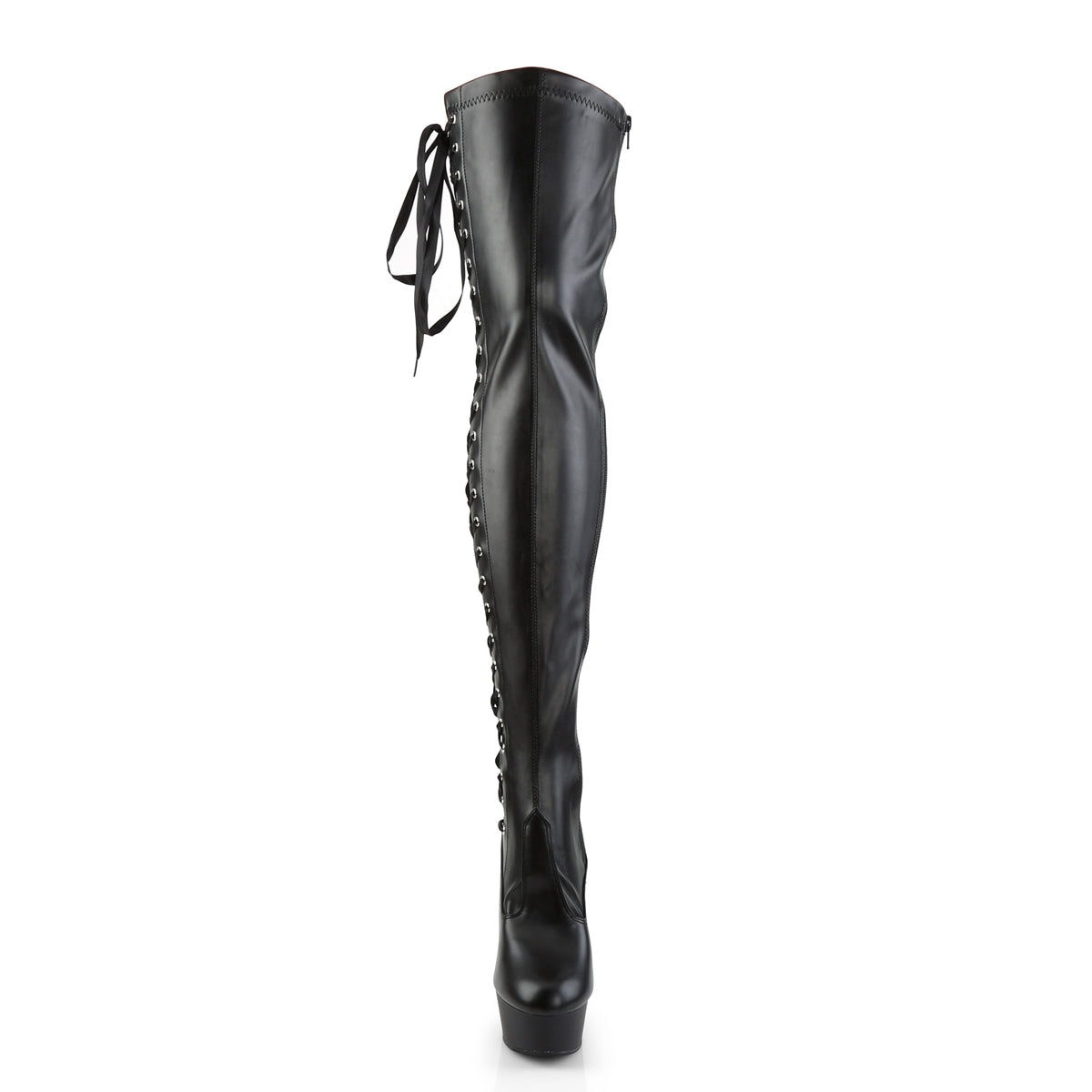 Pleaser Womens Boots. DELIGHT-3050 BLK Str Faux Leder / BLK Matte