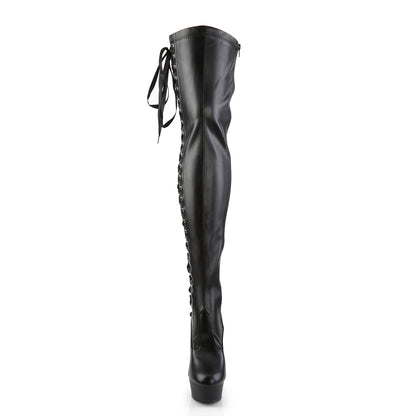 Pleaser Womens Boots. DELIGHT-3050 BLK Str Faux Leder / BLK Matte