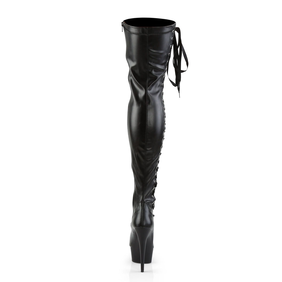 Pleaser Womens Boots. DELIGHT-3050 BLK Str Faux Leder / BLK Matte