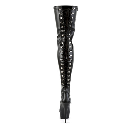 Pleaser Womens Boots. DELIGHT-3063 BLK Str Faux Leder / BLK