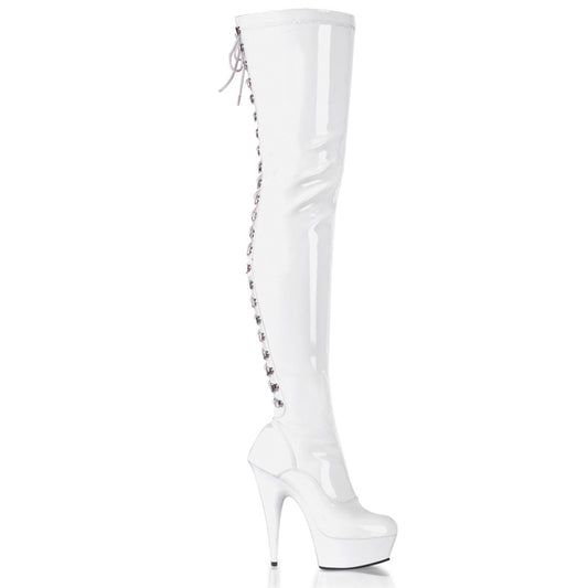 Pleaser Womens Boots. DELIGHT-3063 WHT STRAT / WHT