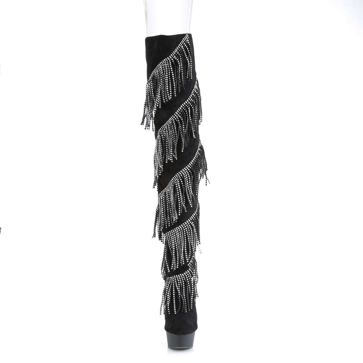 Pleaser Womens Boots. DELIGHT-3065 BLK Faux Wildleder-SLV / BLK Matte
