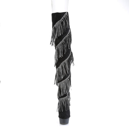 Pleaser Womens Boots. DELIGHT-3065 BLK Faux Wildleder-SLV / BLK Matte