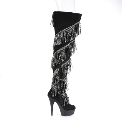 Pleaser Womens Boots. DELIGHT-3065 BLK Faux Wildleder-SLV / BLK Matte