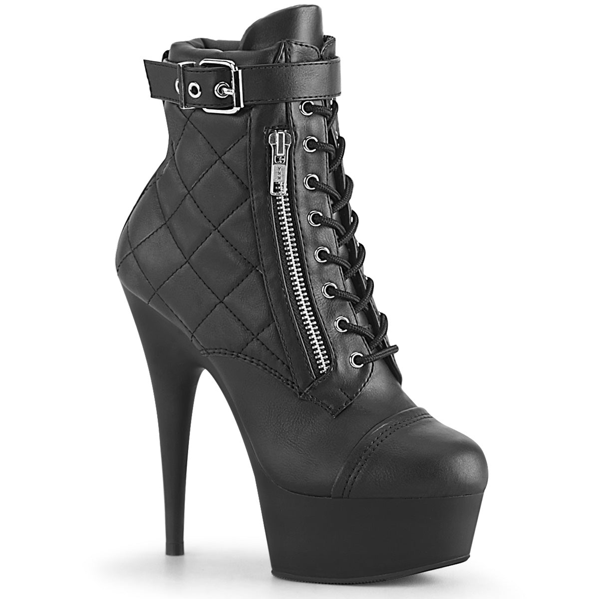 Pleaser Damen Knöchelstiefel DELIGHT-600-05 BLK Faux Leder / BLK Matte