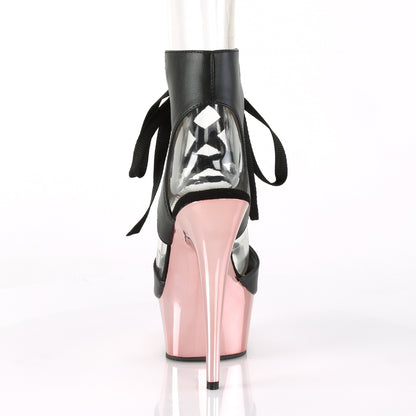 Pleaser Damen Sandalen DELIGHT-600-14 BLK Faux Leder / Rosegold Chrome