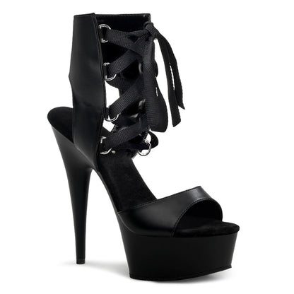 Pleaser Womens Sandals DELIGHT-600-14 Blk Faux Leather/ Blk