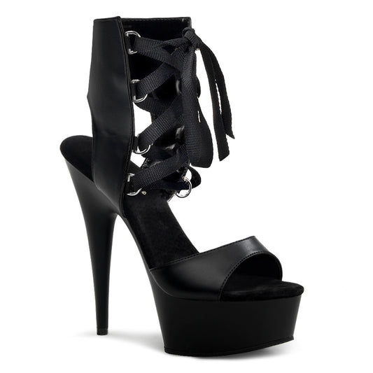 Pleaser Damen Sandalen DELIGHT-600-14 BLK Faux Leder / BLK